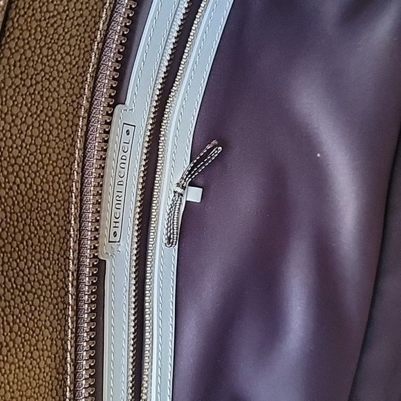 EUC Henri Bendel Olive Brown Croc Embossed & Pebbled Leather Large Satchel Bag - Picture 5 of 6